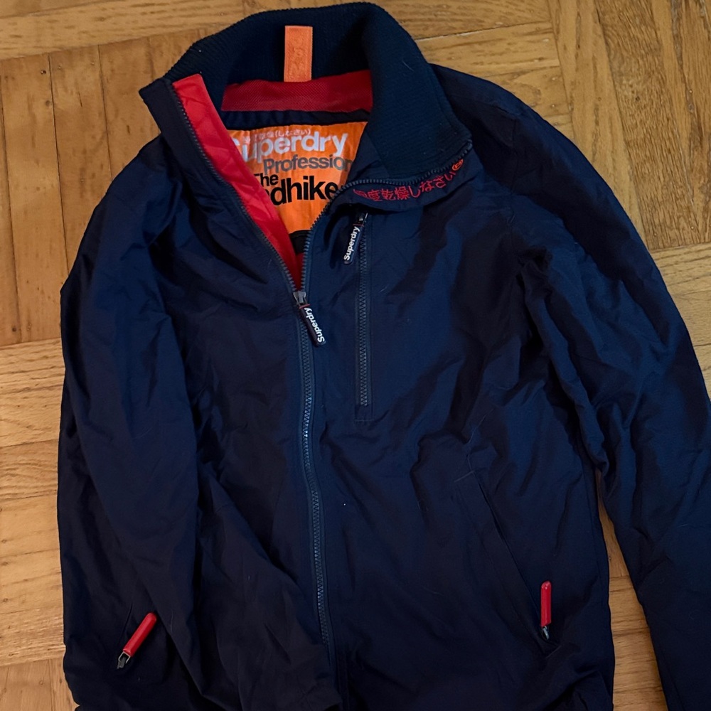 Superdry Navy Jacket with Orange Interior Trim